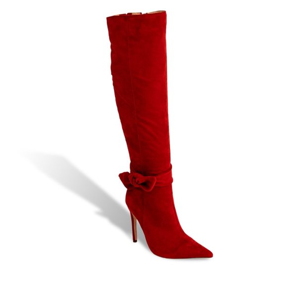 Women’s Pointy Toe Suede Stiletto Knee High Boots - Picture 2 of 4